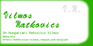 vilmos matkovics business card